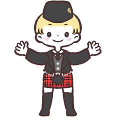 	イギリスの民族衣装を着た子供のイラスト