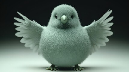 Fototapeta premium Fluffy baby bird with outstretched wings