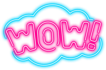 Neon Wow Sign Icon