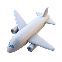 White Plane Aircraft Icon 3D Rendering Isolated