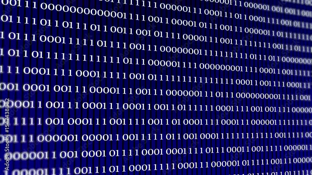 Poster green binary code background with digital numbers and technology symbols
