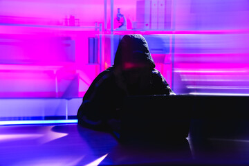 Mysterious Figure Engaged in Coding at Night in a Digital Environment