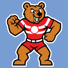 Vector of strong bear mascot.