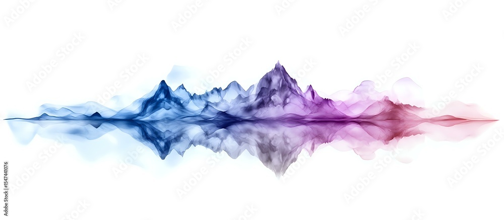 Poster abstract colorful smoke wave with mirror reflection creating symmetrical pattern in blue and pink gr