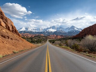 Fototapeta premium Majestic mountain road through desert landscape during daytime