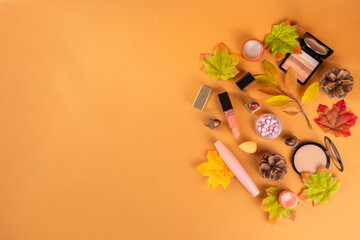 Autumn makeup cosmetics set
