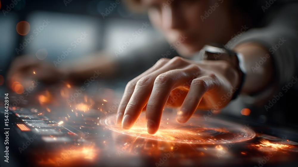 Poster a skilled professional deeply focused on their work their hands moving with precision across the key
