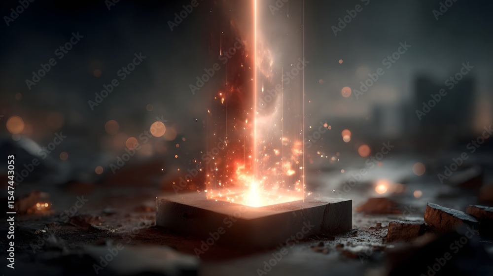 Aufkleber a powerful fiery explosion erupting in an urban setting at night creating a dramatic burst of light 