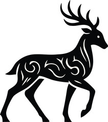 Obraz premium Tribal Deer silhouette vector. Stylized wild animal design.