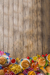 Traditional American Picnic with burgers