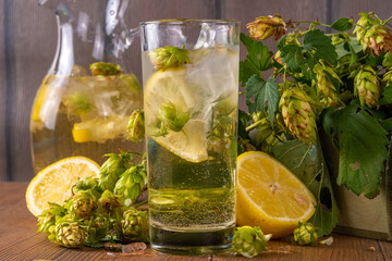 Herbal hop cones and flowers lemonade