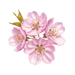 Fototapeta premium Watercolor cherry blossom flowers isolated on transparent background