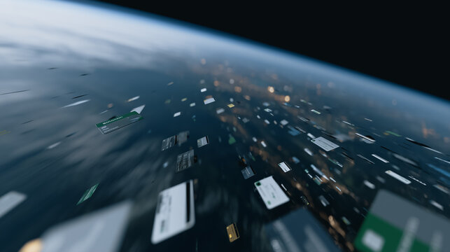 Digital Data Flow: A dynamic perspective showcases the constant movement of data packets across a digital landscape, symbolizing the ever-evolving nature of information in the digital world. - Powered by Adobe