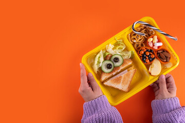 Halloween funny kids food, school lunch box