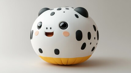 Cute, round, Dalmatian-themed character.  A joyful, cartoonish,  3D model of a Dalmatian