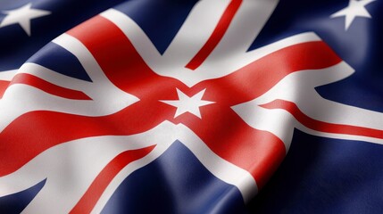 Fototapeta premium A depiction of the Australian National Flag featuring the Union Jack the Southern Cross and a single star. A vibrant image showcasing australia s national emblem the union flag