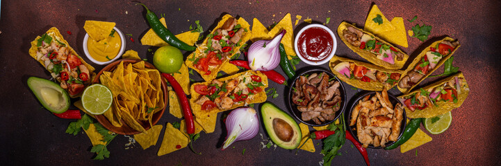 Taco, nachos mexican street food