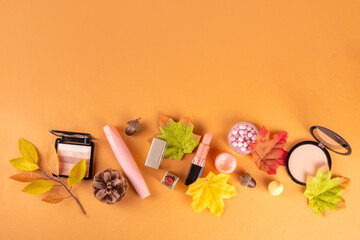 Autumn makeup cosmetics set