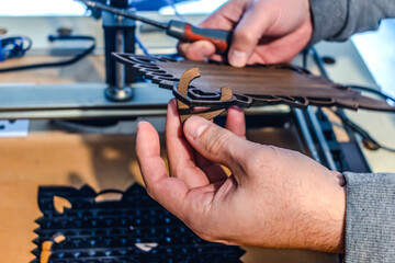 Laser engraving and cutting, using reclaimed wood, upcycling concept