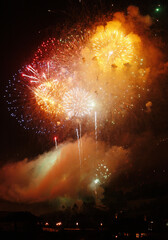Sky Burst Vibrant Fireworks in Celebration Night