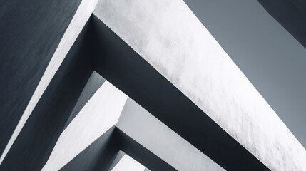 Obraz premium Abstract architecture, close-up of a building's exterior wall, sharp edges, geometric shapes, high-contrast lighting, cool tones, sharp shadows, architectural photography, modern cityscape background.