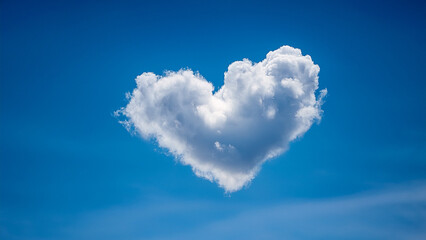 Heart shaped cloud in a clear blue sky