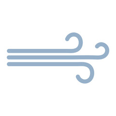Vector illustration of the blue wind icon. The weather forecast icon.