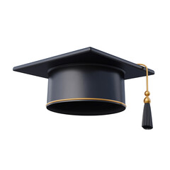 Graduate college, high school or university cap. 3d rendering isolated on white background. Cartoon plastic style icon © siam