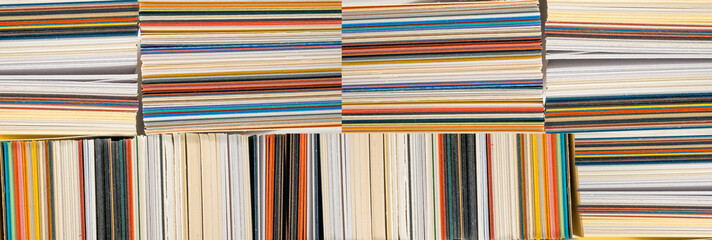 Sheets of colored paper on white background