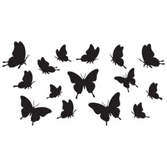 Black and White Butterfly set Vector Illustration – Detailed Insect Silhouette Design