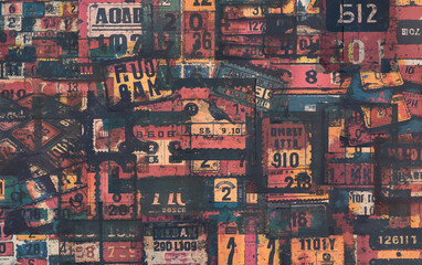 vintage tickets pattern, retro diaries, vintage-style number stamps