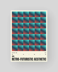 Retro-futuristic and abstract poster design. Geometric glass refraction and distortion gradient