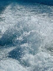 wave from a boat on the sea
