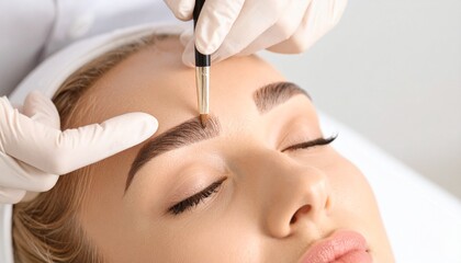 Professional Eyebrow Tinting and Shaping Treatment at Beauty Salon.