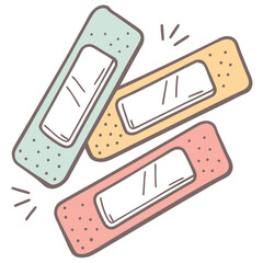 Cute Pastel Bandaids Illustration for First Aid and Healthcare Concepts