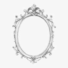 Elegant vintage frame with detailed ornament, hand drawn in engraving style. Crosshatched linework, subtle halftone shading, aged classical border.