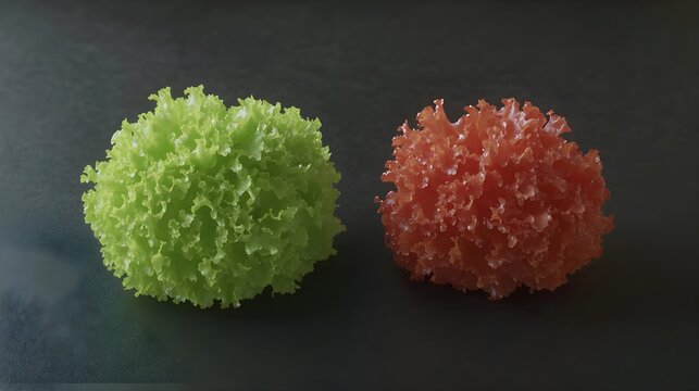 Red and Green Lettuce Heads on Dark Background, red lettuce, salad, healthy food, vegetable, fresh