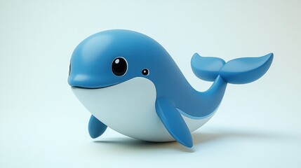 Cute cartoonish blue dolphin, stylized