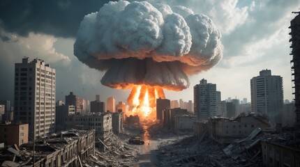 Mushroom Cloud over the City &mdash; A Symbol of Irreversible Ruin, Ultimate Force, and the Grim Trace of the Technogenic Era