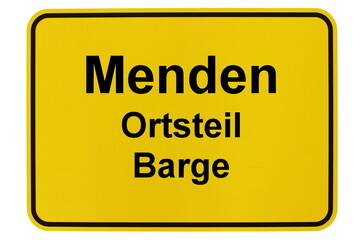 Illustration eines Ortsschildes von Barge, einem Ortsteil der Stadt Menden im Sauerland