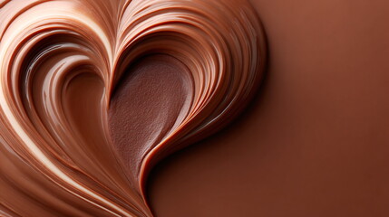 Naklejka premium Heart shaped chocolates dipped in rich, swirling melted chocolate. Background with space for text. Valentine's Day, anniversary dessert.