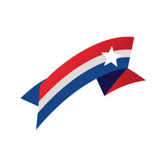 Patriotic Ribbon with Star Elements on White Background for National or Memorial Design