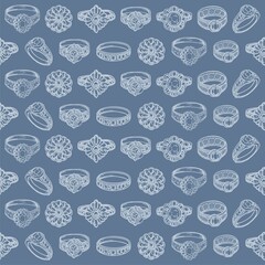 Seamless linear pattern - aesthetic whimsical illustration for wedding design, branding, printing. Stylization for the era of the twenties of the last century. Digital illustration.