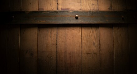 Rustic Wooden Barrel with Dark Metal Band and Rivets