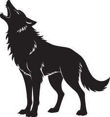 Howling wolf silhouette vector art