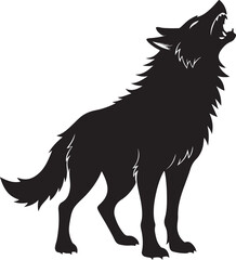 Howling wolf silhouette vector art