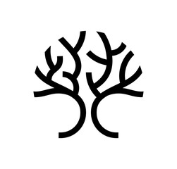 Minimalist abstract tree made of lines, representing growth, nature, and sustainability graphic design