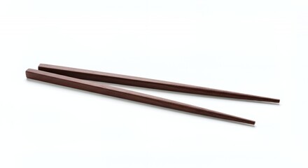 Elegant Dark Brown Wooden Chopsticks on White Background