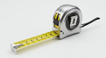 Measuring tape on white background