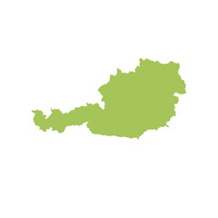 Map of Austria, sign silhouette. World Map Globe. Vector Illustration isolated on white background. Europe continent.